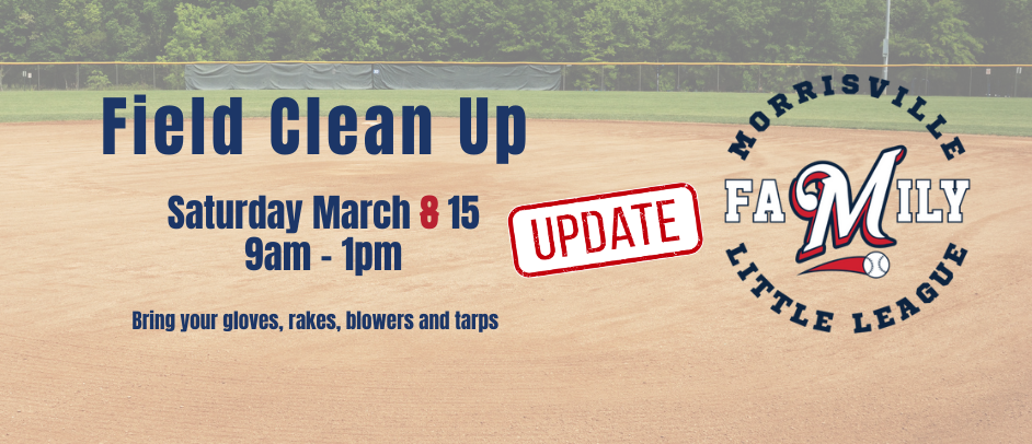 NEW DATE: Spring Field Clean-up Saturday 3/15!